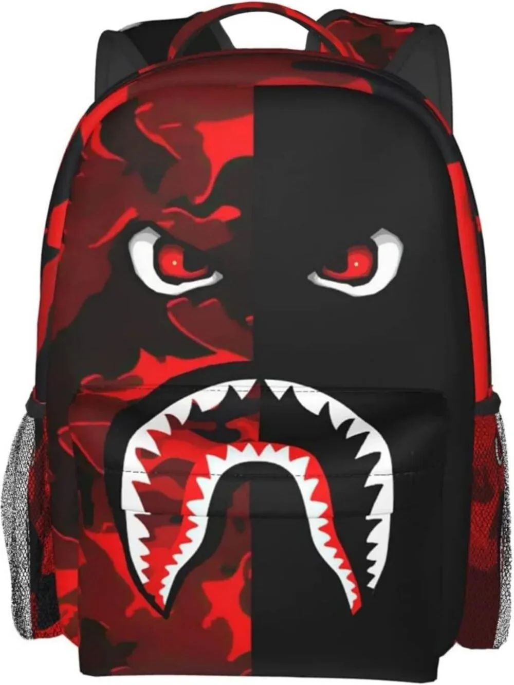 Stylish Camo Shark Teeth Backpack - Durable Travel Laptop Daypack, Big Capacity